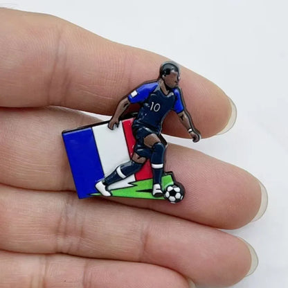 Football Enamel Brooch Pins - 3-Piece Soccer Player Lapel Badge Set for Backpacks, Clothing & Fans
