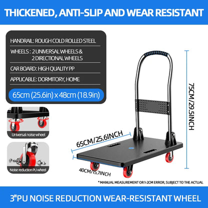 AIRAJ Foldable Platform Hand Truck – Heavy Duty Portable Trolley Cart, Compact Push Dolly for Practical Handling