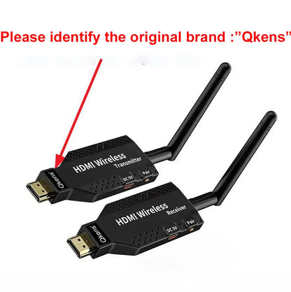 50m Wireless HDMI Extender – 1-to-2/3/4 Video Transmitter & Receiver for TV, Camera, Laptop, PC to Monitor or Projector