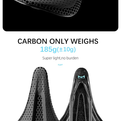 RYET Ultra Full Carbon 3D Printed Bike Saddle — 145mm Lightweight MTB Seat with High Modulus Carbon Fiber Base