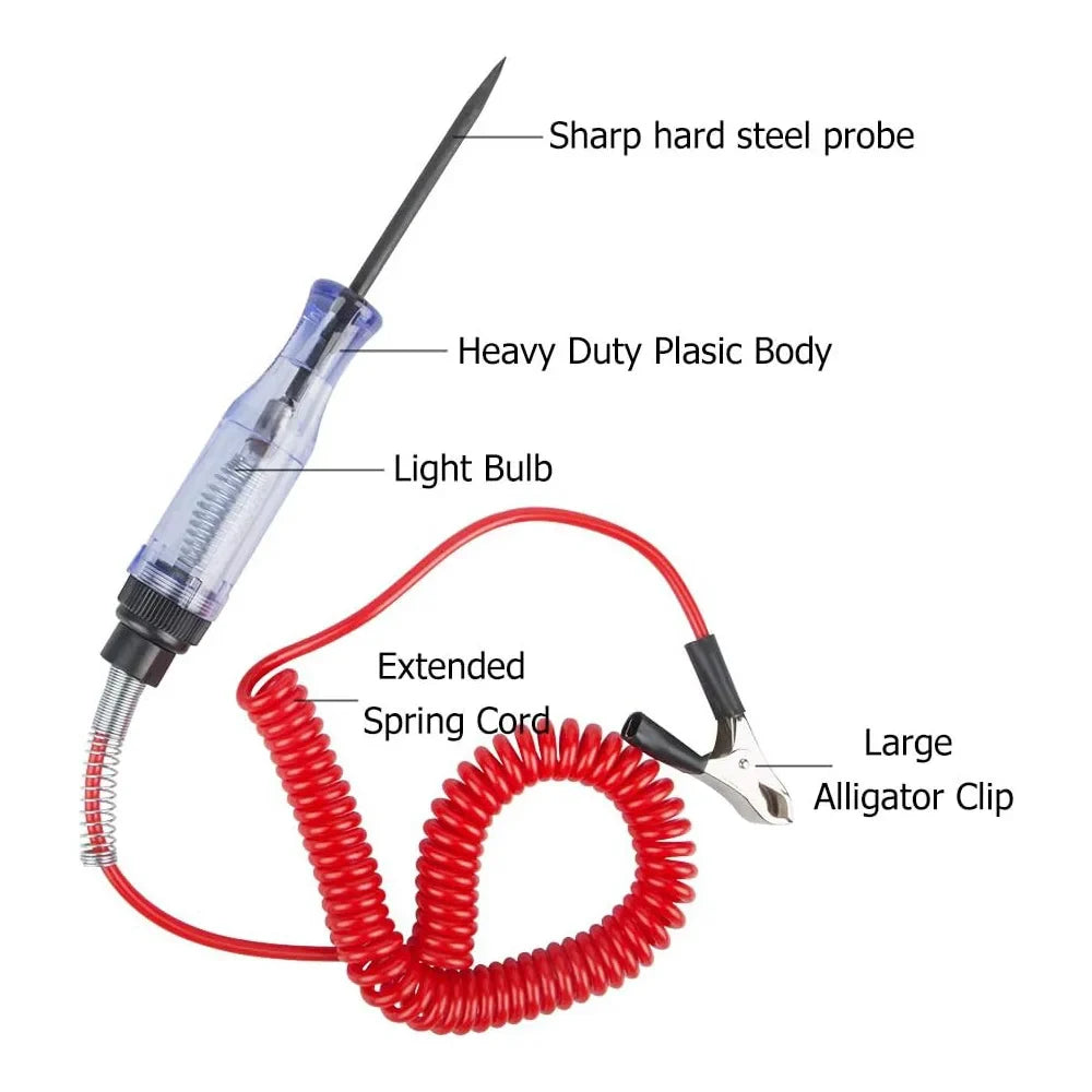 Automotive Circuit Tester Pen - DC 6V 12V 24V Electrical Test Probe for Cars & Motorcycles