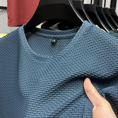 Men's Slimming Bamboo Ice Silk Mesh T-shirt - Casual Summer Short Sleeve Top for Men