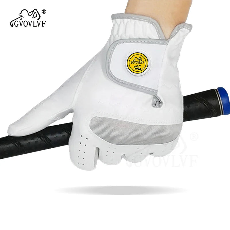Men's Golf Glove - Breathable Micro Soft Fabric, Comfortable Fit with Magnetic Marker & Replaceable Design for Golfers