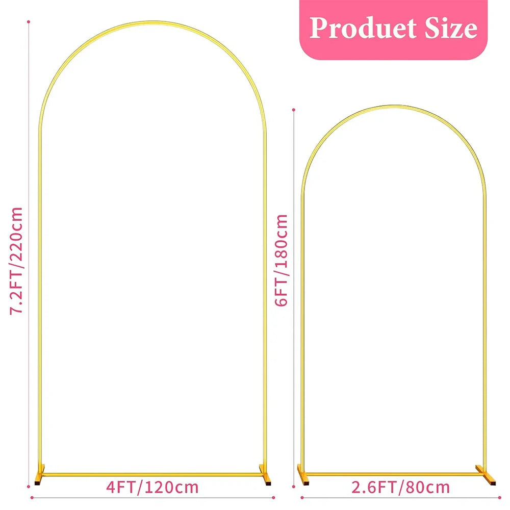 Metal Gold Wedding Arch Stand – 3.9FT/5.9FT/7.2FT Backdrop for Ceremony, Birthday & Baby Shower