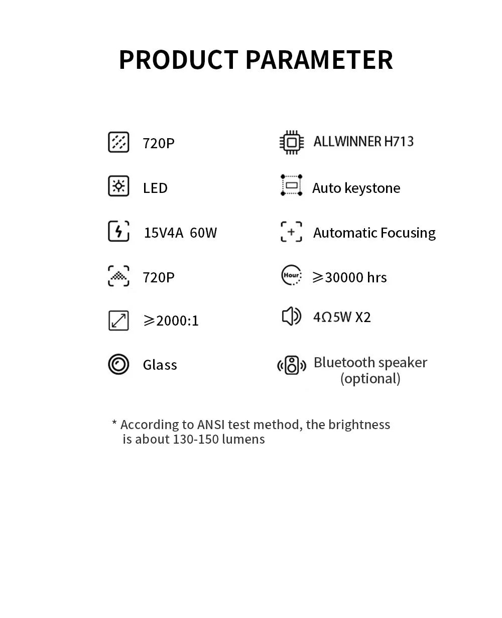 Salange K2 4K Smart Projector – Android 11, Built-in Battery, Bluetooth Speaker, WiFi, Auto Focus & Keystone for Outdoor Movies