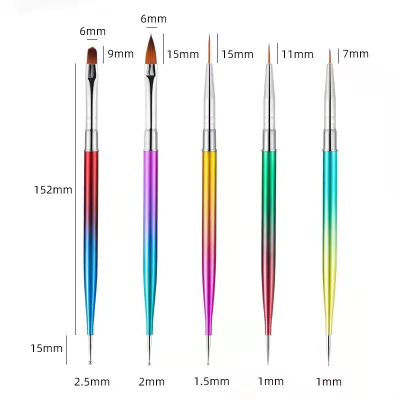Nail Art Brush Set: 5/20Pcs Design Tip Painting Drawing Carving Dotting Pen - Flat Fan Liner Acrylic Gel UV Polish Manicure Tools