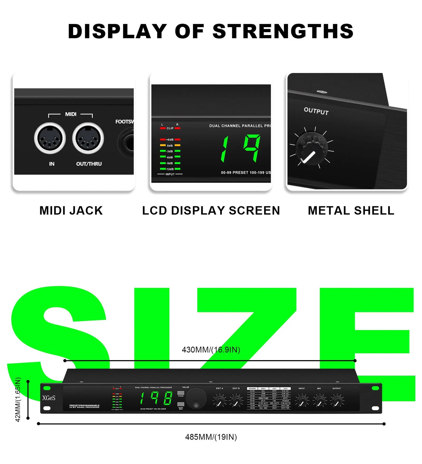 Professional Digital Reverberation DSP Processor - Multi-Effect Audio Equalizer for Enhanced Sound