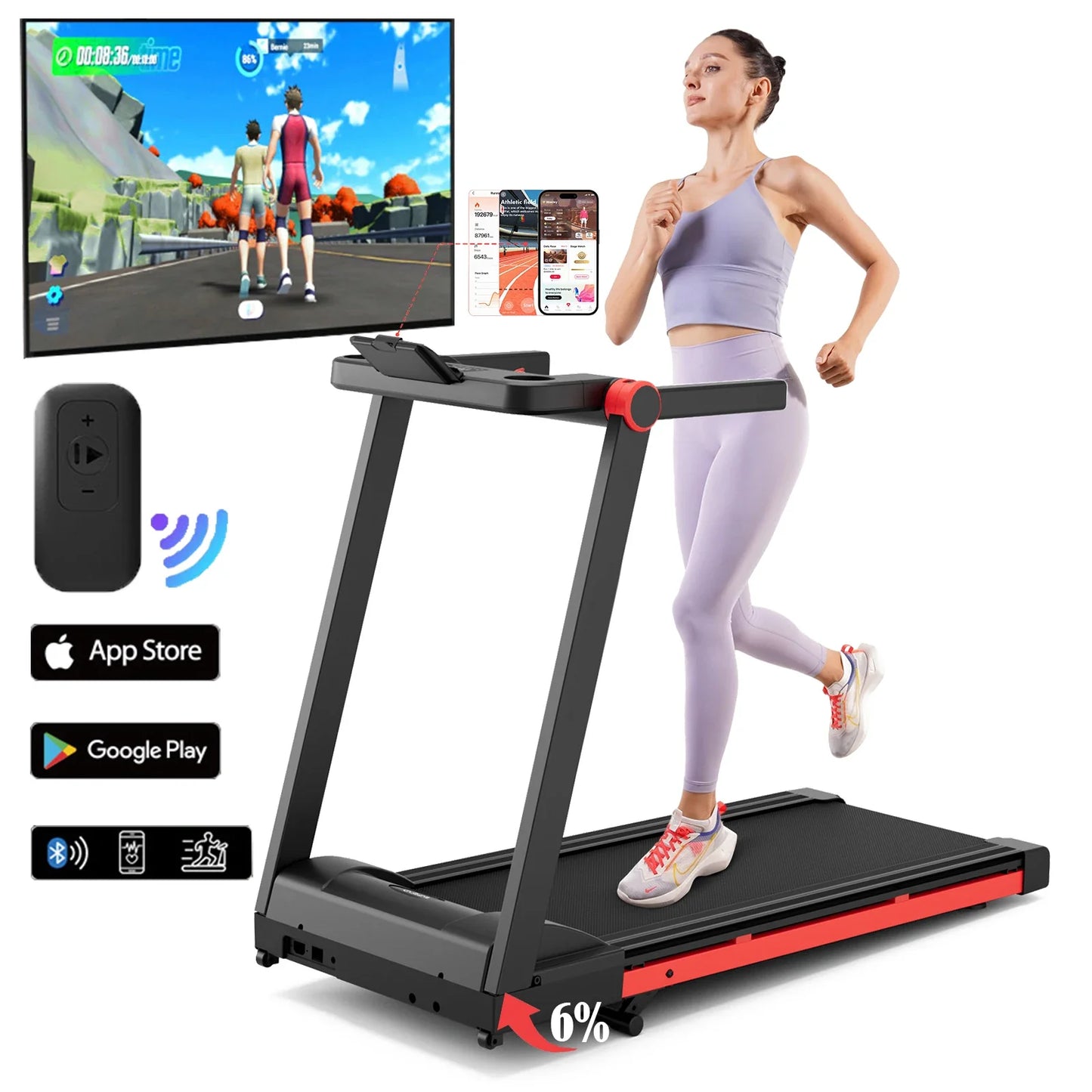 3.5HP Foldable Incline Home Treadmill – Walking Pad with Handlebar, 350LBS Capacity, Touch Screen & Smart App Data Monitoring