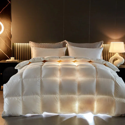 KDJEIKZ Winter Cotton Goose Down Quilt – Five-Star Hotel Duvet, Super Soft & Fluffy for Queen, King & Full Size, All-Season Blanket