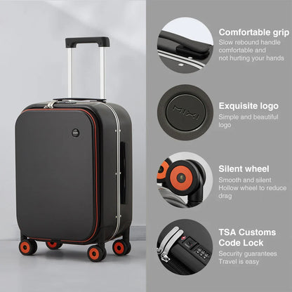 Mixi Carry-On Hardside Spinner Suitcase – Aluminum Frame Rolling Trolley Luggage with PC Shell & Durable Wheels