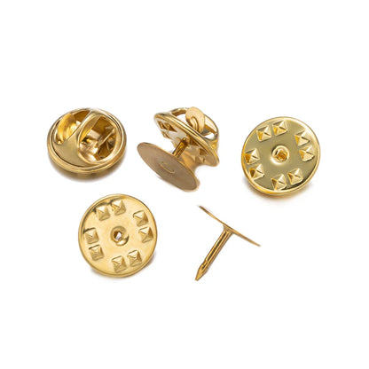 50-Set Brooch Pin Holders – Tie, Hat & Badge Backings with Flat Base & Butterfly Clasp for DIY Jewelry Findings