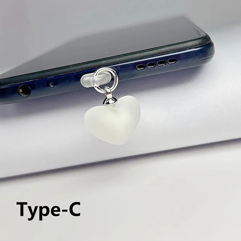 Heart-Shaped Phone Dust Plug Pendant - Universal iPhone/Type-C Accessory for Protection & Style