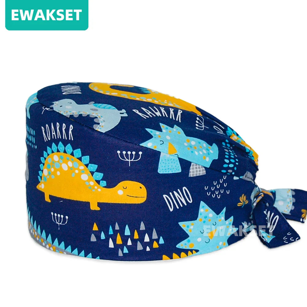 Unisex Soft Scrub Cap – Cartoon Print Surgical Hat for Men and Women, Operating Room Nursing Accessories