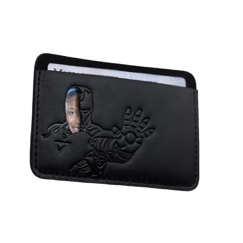 Leather Bat Wallet — Personalized Superhero Mask Card Holder, Bat ID Heroic Wallet Gift