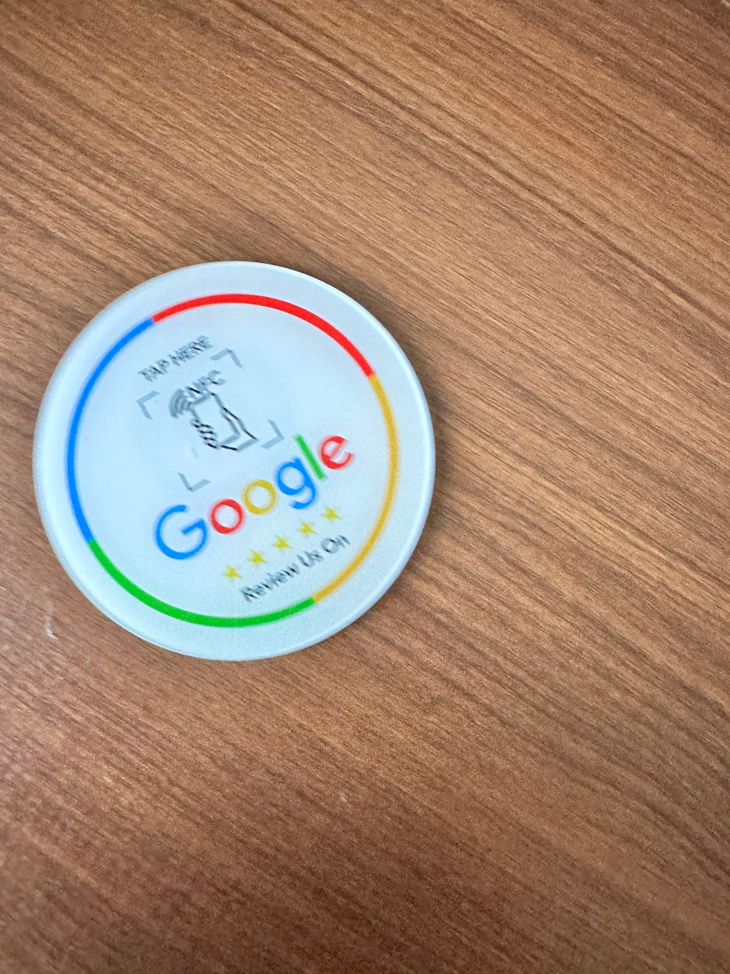 NFC215 Programmable Google Review Acrylic Stickers – 13.56MHz Waterproof NFC Station Table Stand Card