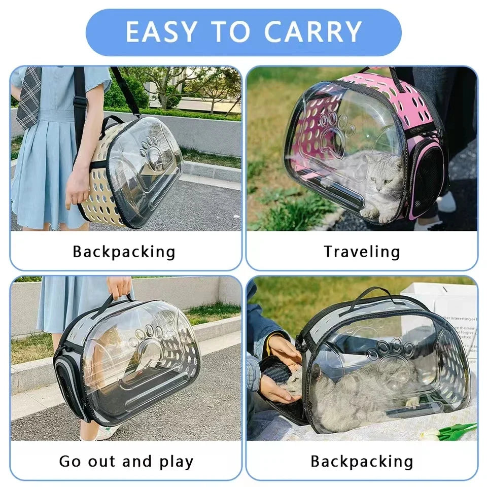 Travel in Style with the Pet Shoulder Bag - Breathable, Transparent Capsule Cat Carrier Handbag for Outdoor Adventures with Your Puppy or Kitten