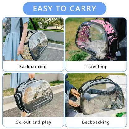 Travel in Style with the Pet Shoulder Bag - Breathable, Transparent Capsule Cat Carrier Handbag for Outdoor Adventures with Your Puppy or Kitten