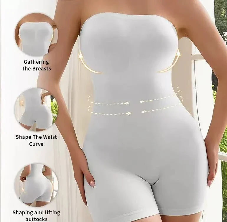 Women’s Seamless Shapewear Corset Bodysuit – High Waisted Tummy Control Hip Lifting Slimming Body Shaper Pants
