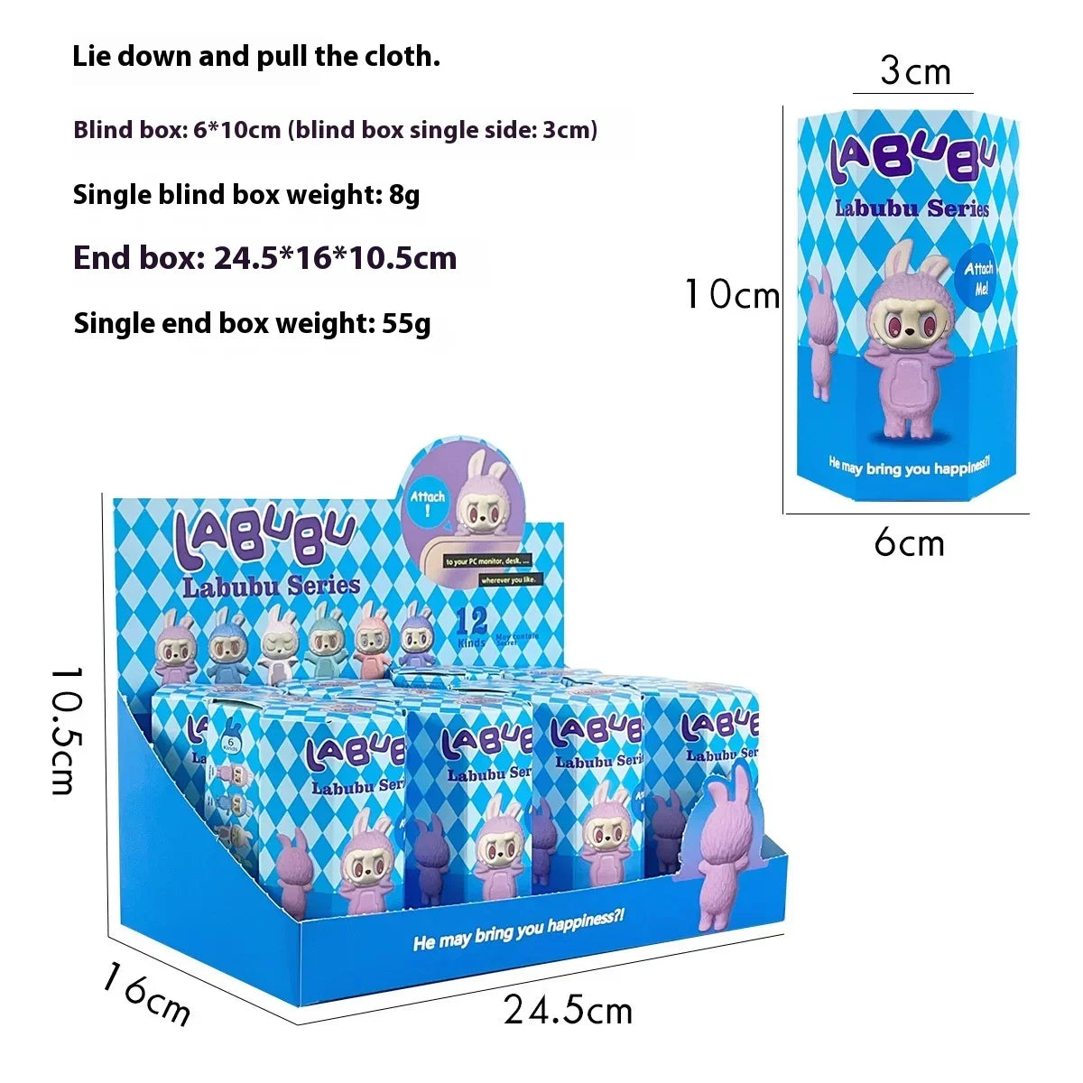 Labubu Hippers Blind Box Figures — 1-12PCS PVC Action Dolls, Collectible Toy Set for Children, Birthday & Christmas Gifts
