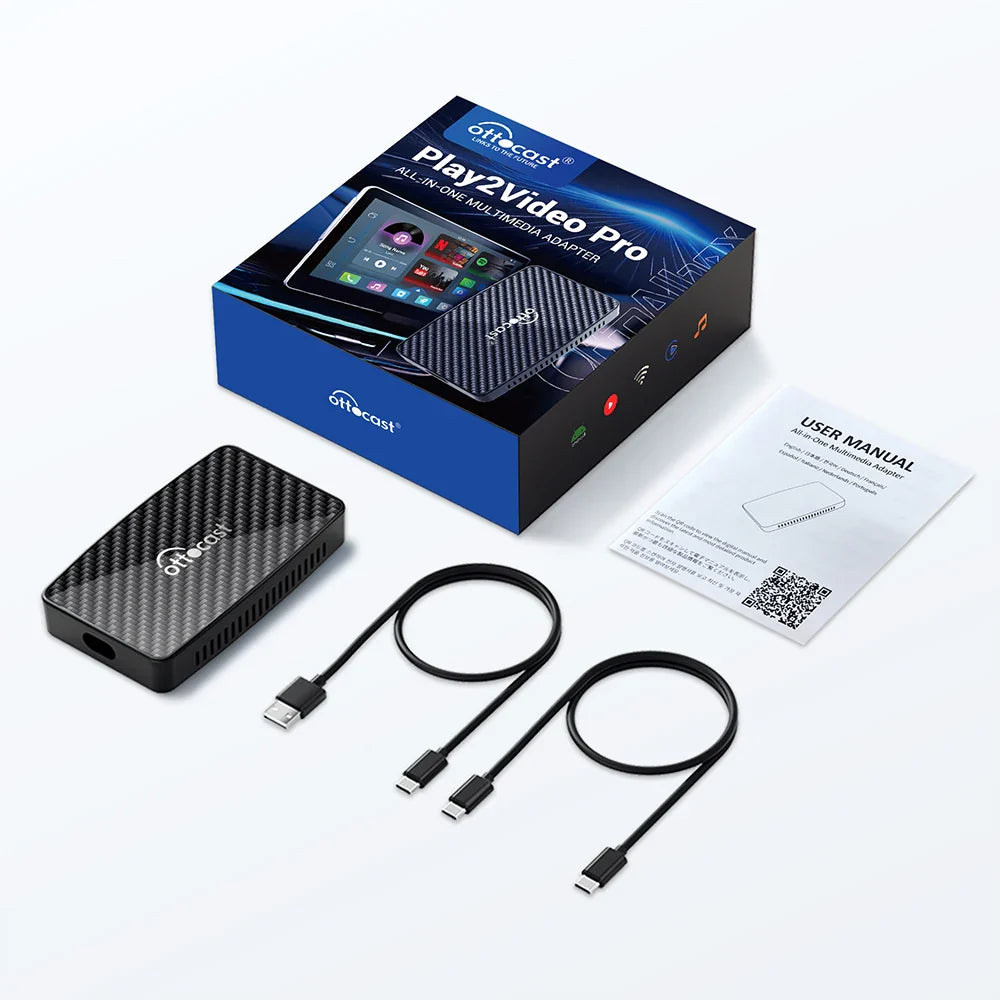 Ottocast Play2Video Pro Car Android AI Box – Wireless CarPlay & Android Auto Adapter, Netflix Ready, Single WiFi Plug & Play