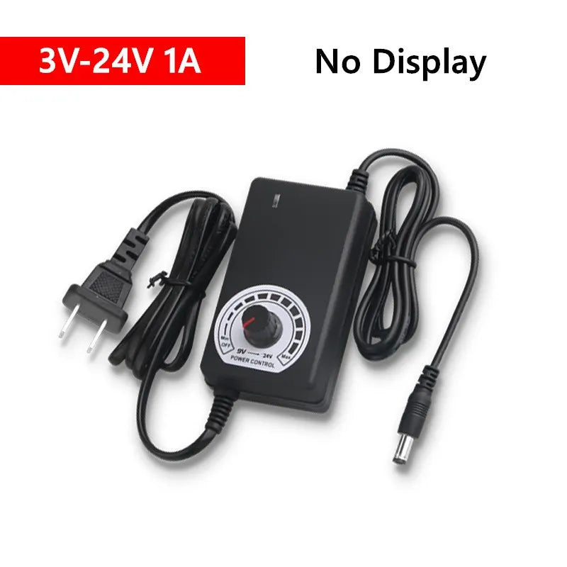 Adjustable AC DC Power Supply Adapter - 3V 9V 12V 24V 36V Voltage Converter with Multiple Amp Options & Plug Set
