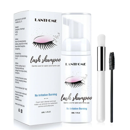 50ml Lanthome Eyelash Extension Shampoo Foam – Deep Clean Eyelid Cleanser for Makeup Tools, Mascara Remover, Salon & Home Use