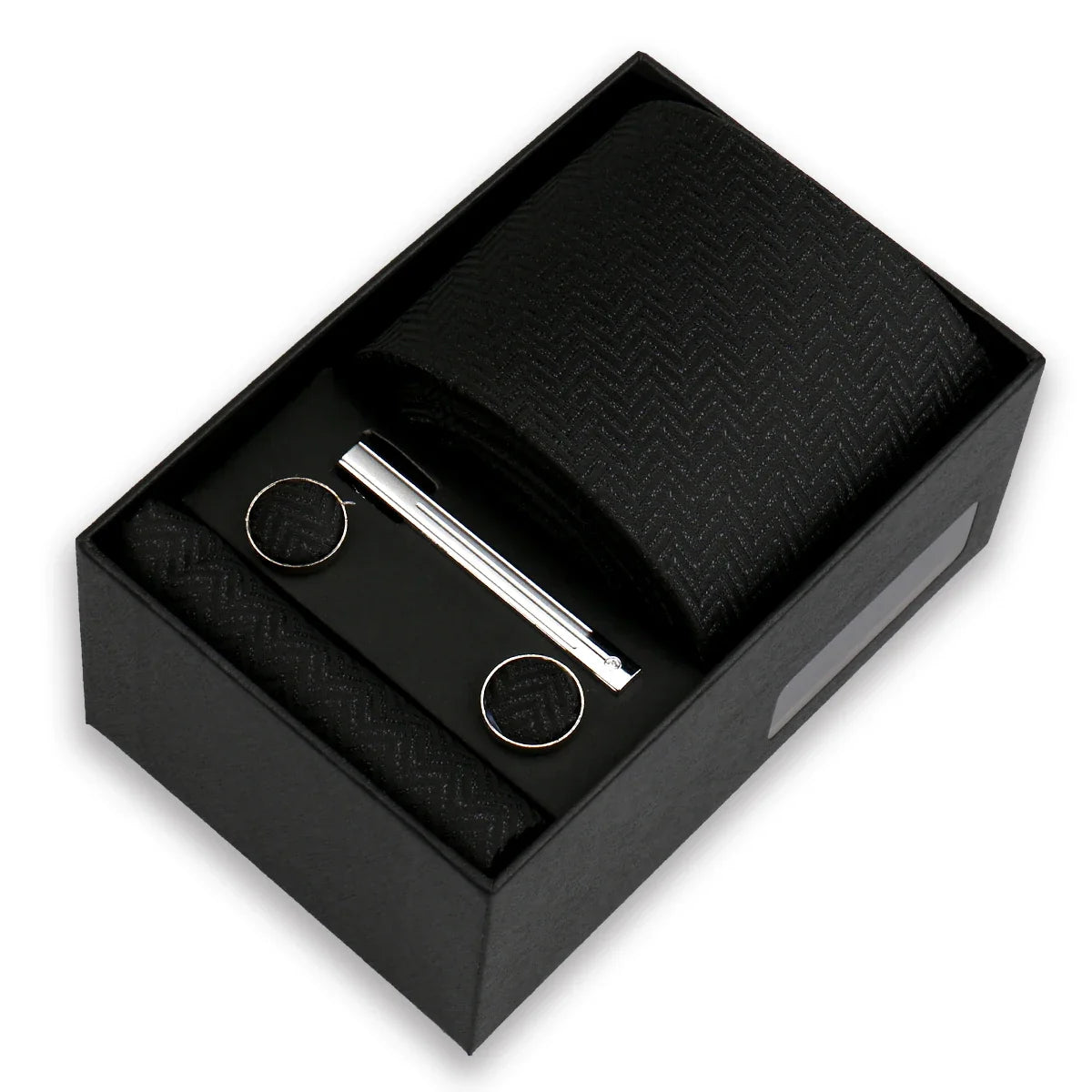 Men's Tie & Cufflink Gift Set - 8cm Necktie Handkerchief Clip Box for Formal Business Suits