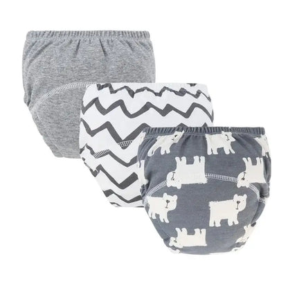 3-Piece Baby Diaper Pants Set – Cotton Toddler Training Pants, Cartoon Printed Reusable Nappies for Newborns & Infants