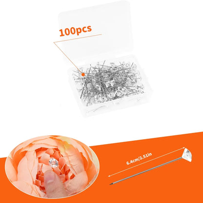 KRABALL 100pcs Diamond Bouquet Pins – Crystal Rhinestone Floral Corsage Pins for Wedding Bouquets & Bridal Decorations