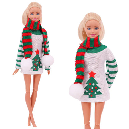 Doll Christmas Sweater & Scarf – 11.8 Inch 1/6 BJD Doll Clothes Accessories for Girls