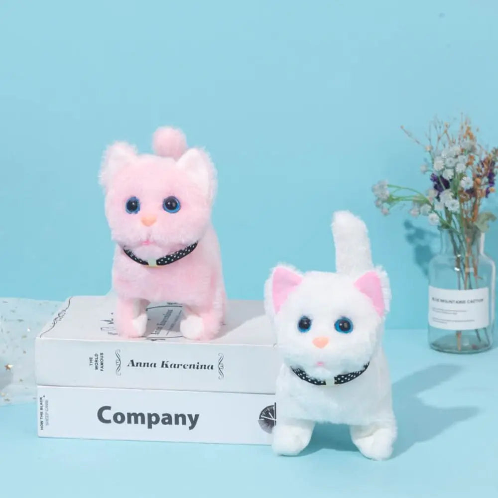 Electronic Voice Control Robot Cat Toy - Walking Plush Meowing Simulation for Kids