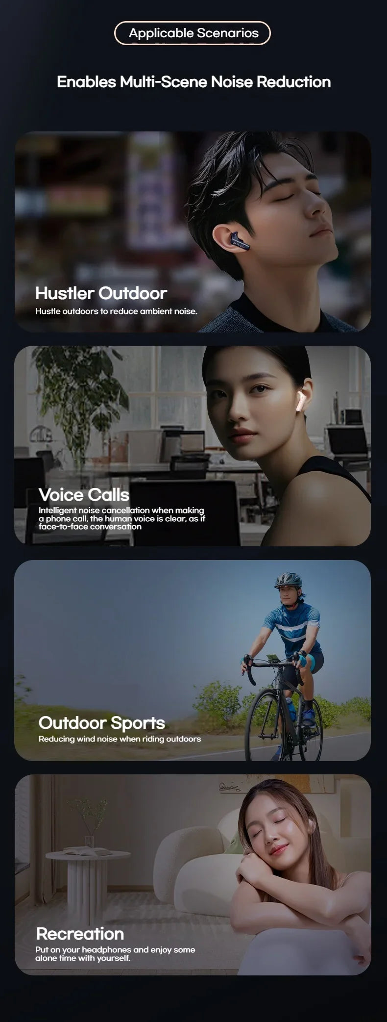 Sansui W28 ANC Bluetooth Earbuds – -52dB Noise Cancelling, 6-Mic HD Calls, In-Ear Detection, Comfort Fit for Sports & Work