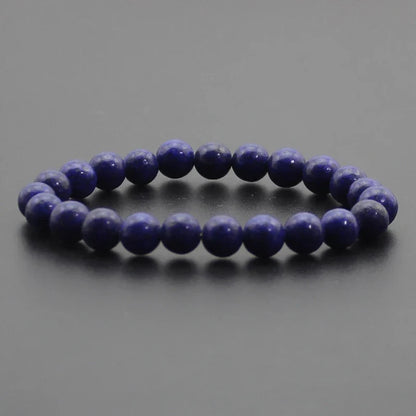 8mm Natural Stone Beaded Bracelet - Black Onyx Lava Tiger Eye Agate Quartz Chakra Yoga Energy Jewelry for Men & Women
