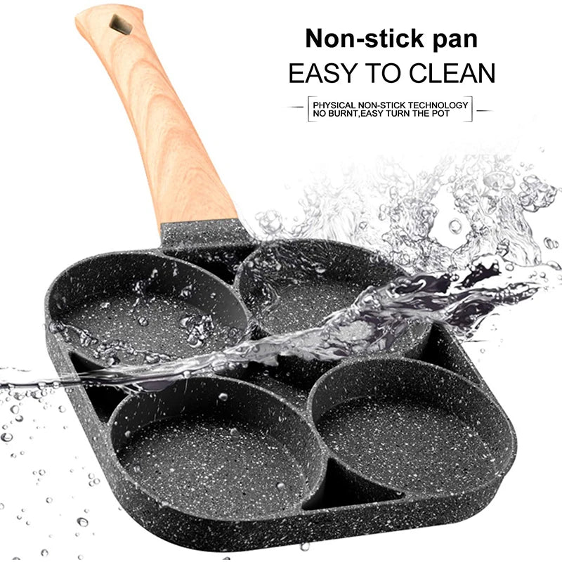 LMETJMA 4-Cups Nonstick Egg Frying Pan - Pancake Cookware Suitable for Gas Stove and Induction Cooker JT87