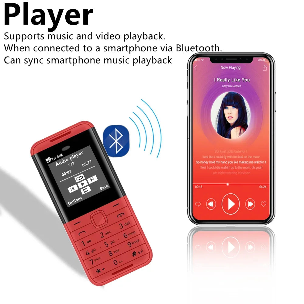SERVO BM5310 Mini Mobile Phone — 3 SIM Card, 3-Standby, Auto Call Recorder, Bluetooth, Speed Dial & Magic Voice, 1.3" Compact Phone