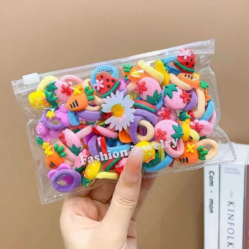 10/20PCS Cute Cartoon Hair Bands – Soft Elastic Scrunchies for Girls & Kids, Gentle on Hair