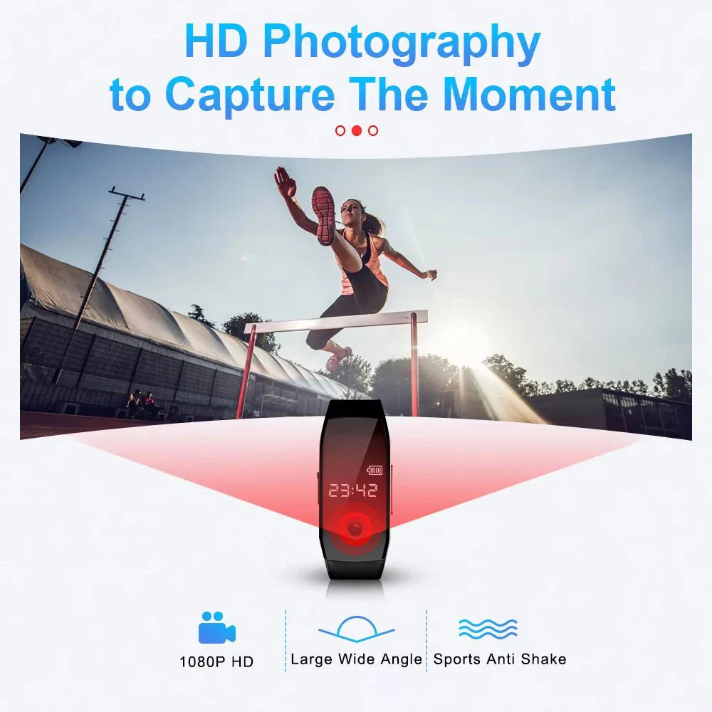 8-256GB Video Mini Camera Watch – Audio Voice Recorder Wristband with USB Flash Drive & Noise Reduction