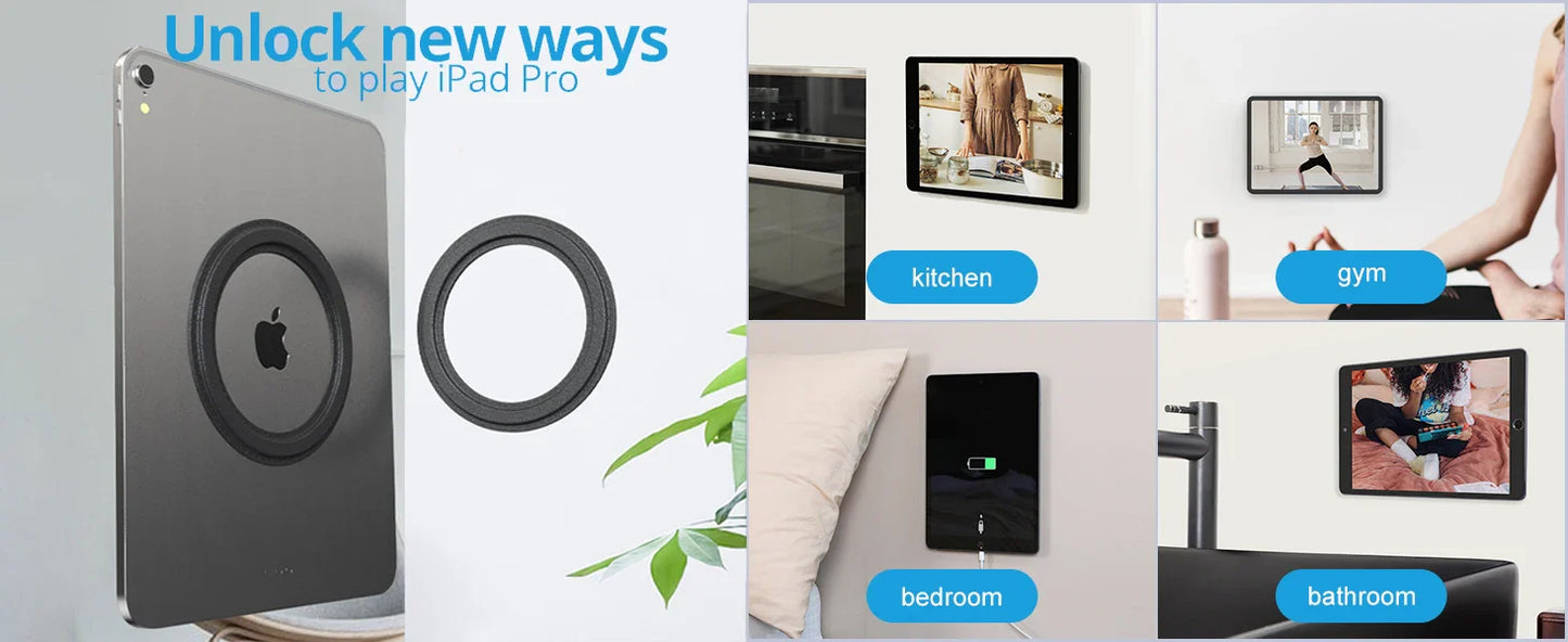 Magnetic Tablet Wall Mount – iPad Holder with SnapHold Sticker for Home, Office, Fridge & More