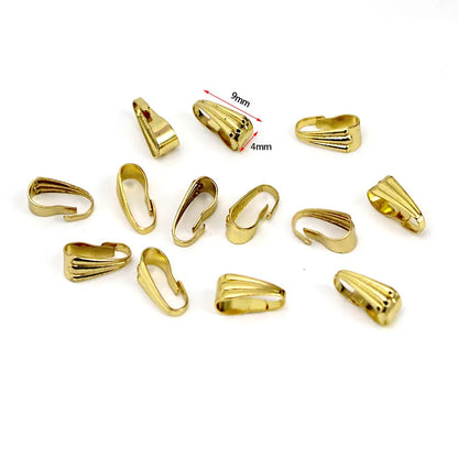 50PCS Stainless Steel Pendant Bail Connectors - Pinch Bail Clasp Clips for DIY Jewelry Making & Necklace Charms