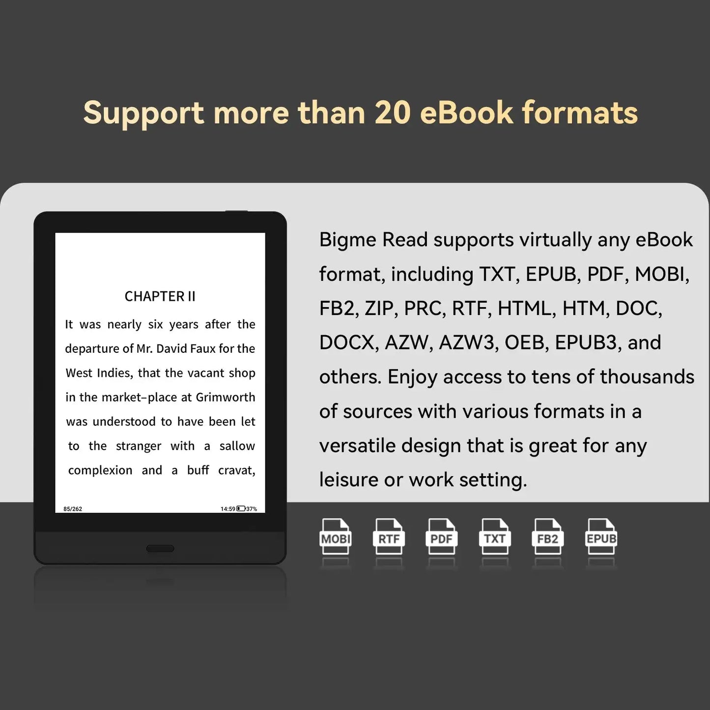 Bigme Read 6″ E-Paper E-Book Reader — Portable Android E-Reader with Google Play & Kindle App Support