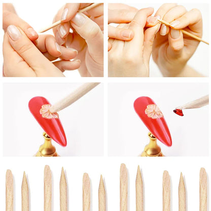 Lurayee Orange Wood Nail Cuticle Pusher – Manicure Tool for Nail Art, Gel Polish, and Nail Design