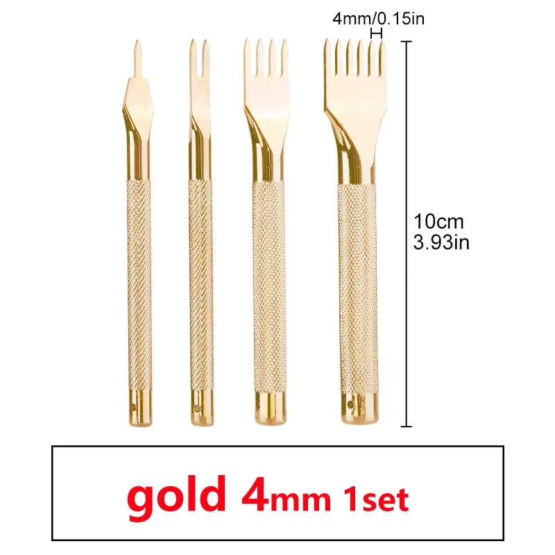 Fenrry Leather Spacing Punch Set – 3/4/5/6mm Lacing & Stitching Hole Punch Tools with 1/2/4/6 Prongs for DIY Leathercraft