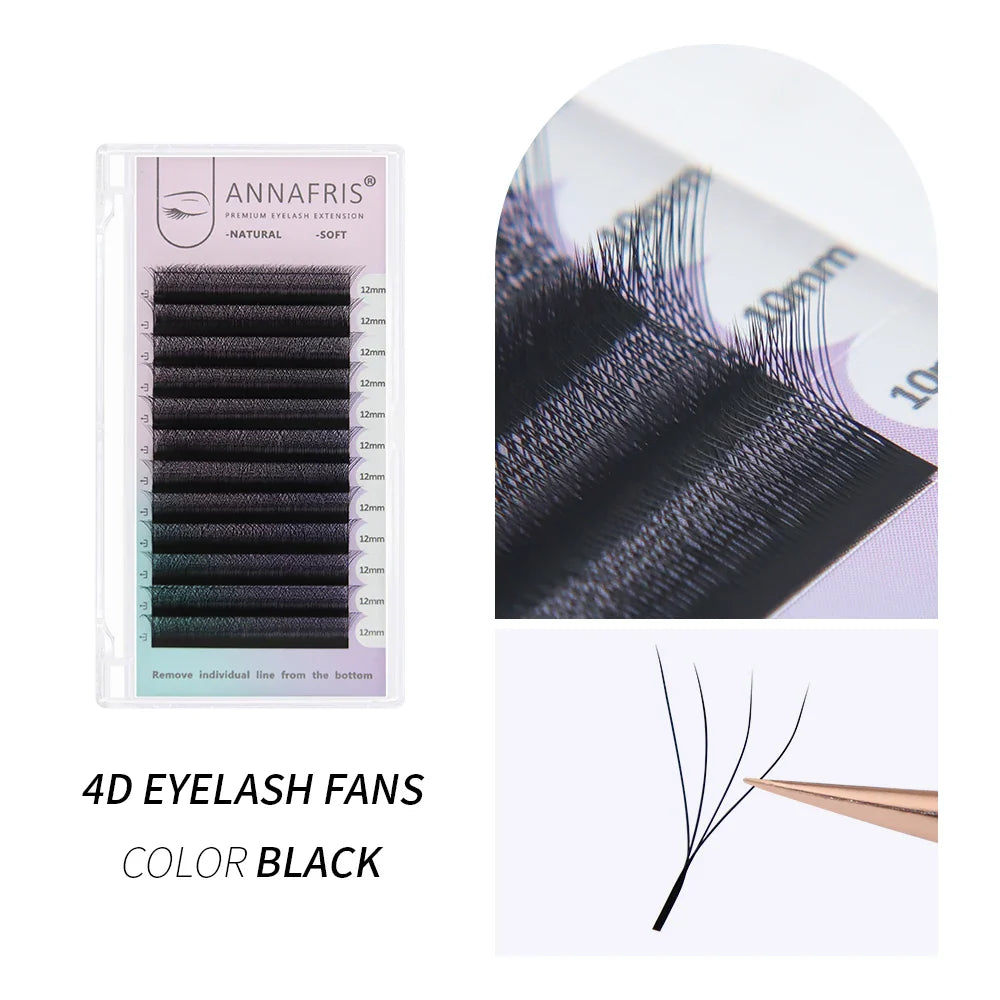 ANNAFRIS Premade Volume Lash Fans – YY 3D 4D 5D W-Shaped Automatic Flowering Mink Eyelash Extensions, Soft & Dense