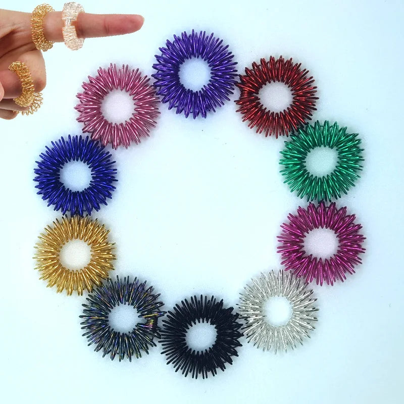 10pcs Hot Sale Sujok Finger Massage Rings – Gold Acupuncture Health Care Body Massager