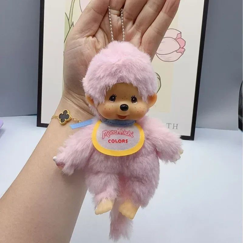 Anime Monchhichi Plush Pendant Doll – Cute Cartoon Character Standing Keychain Claw Machine Toy
