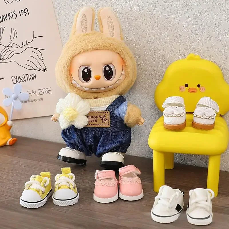 17cm LABUBU Cotton Doll Shoes - Casual Sports Footwear for Dolls, Accessories for Labubu Outfits (Only shoes)