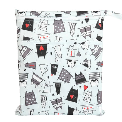 Sigzagor Wet & Dry Baby Diaper Bag – Waterproof Reusable Washable Nappy Bag with Double Zippers