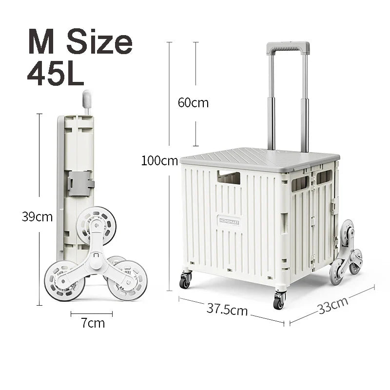 45/65L Folding Shopping Cart Trolley – Portable Home Cart with 2/4/8 Wheels