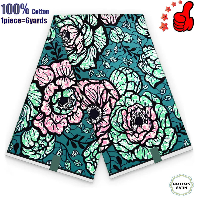 African Real Wax Fabric - High Quality 100% Cotton Ankara Pagne for Women’s Dresses