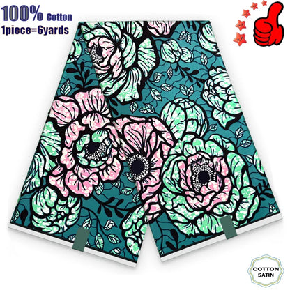 African Real Wax Fabric - High Quality 100% Cotton Ankara Pagne for Women’s Dresses